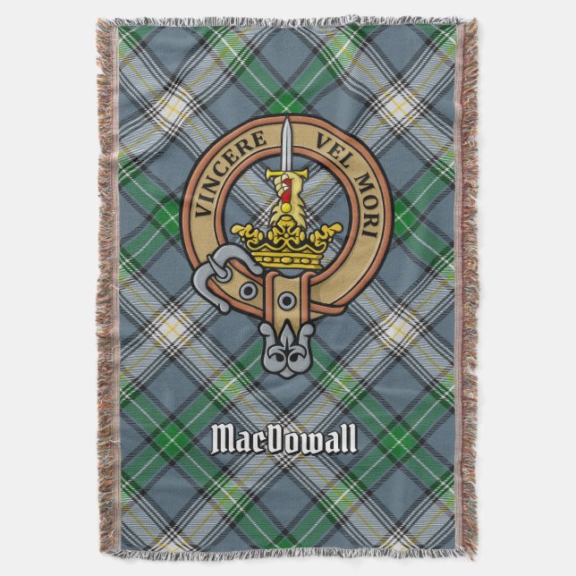 MacDowallklanens vapen över tartan Filt (Framsidan Vertikal)