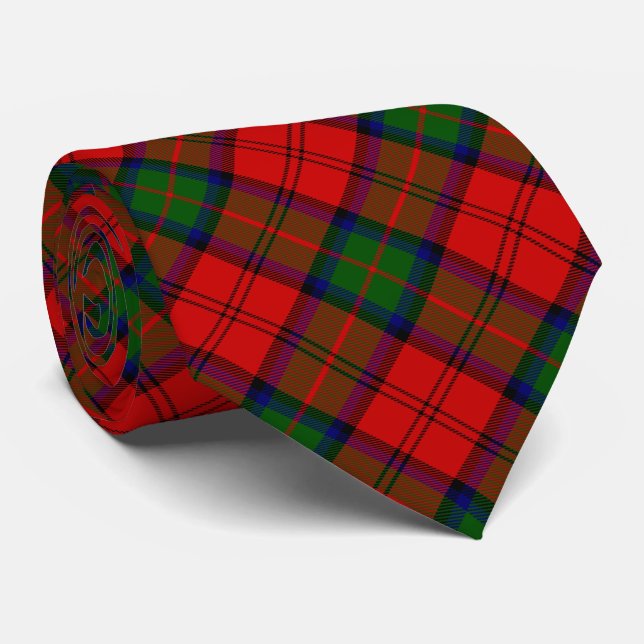 MacDuff-röd grönt plaid Slips (Rullad)