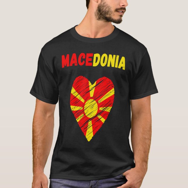 Macedonia Flag Holiday Macedonia Heart Macedonian  T Shirt (Framsida)