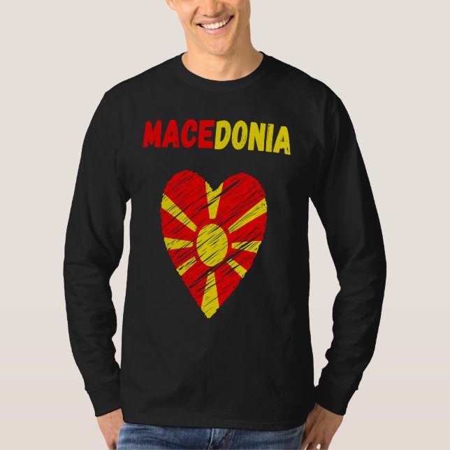 Macedonia Flag Holiday Macedonia Heart Macedonian  T Shirt (Framsida)