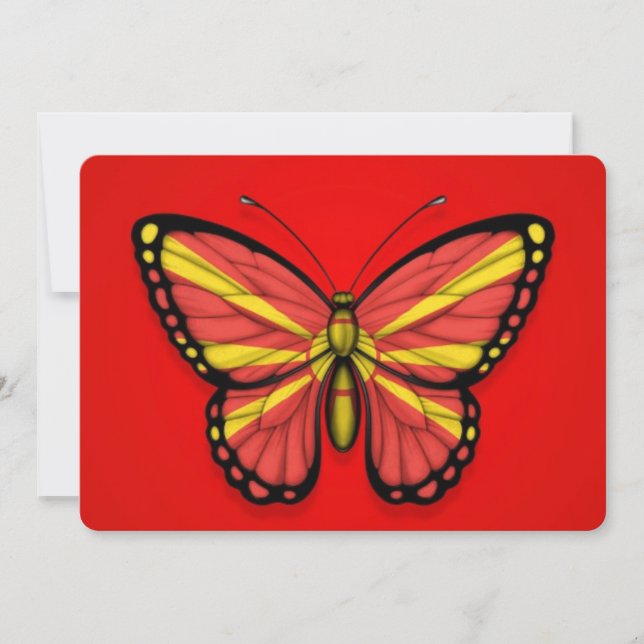 Macedonian Butterfly Flagga on Red (Framsida)