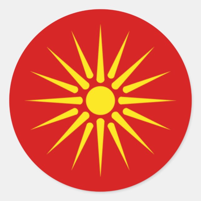 Macedonian Sol Sticker Runt Klistermärke (Framsida)