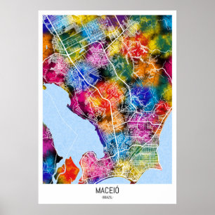 Maceió Brasiliens stad Karta Poster