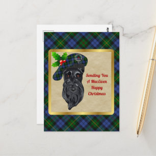 MacEwen Klan Badge & Tartan Julvykort Vykort