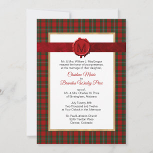 MacFarland Tartan Play Monogrammed Bröllop Inbjudningar