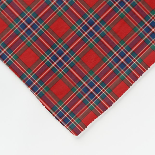 MacFarlane Klan Red och Royal Blue Tartan Fleecefilt (Hörn)