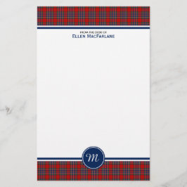 MacFarlane Klan Tartan Red och Blue Play Monogram Brevpapper