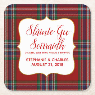 MacFarlane Plaid Gaelic Bröllopspapper Coasters Underlägg Papper Kvadrat