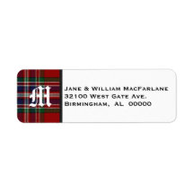 MacFarlane Tartan Play Monogram-Adressetiketter