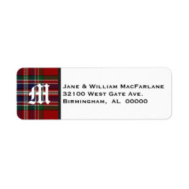 MacFarlane Tartan Play Monogram-Adressetiketter Returadress Etikett