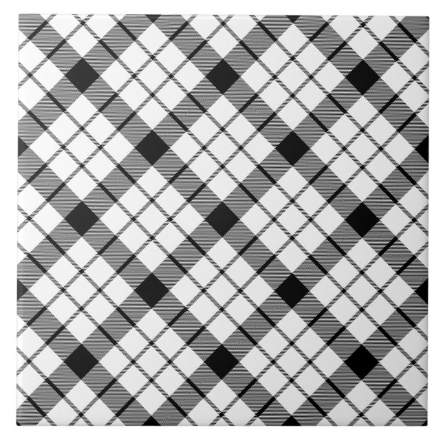 MacFarlane tartan svartvit plaid Kakelplatta (Framsidan)