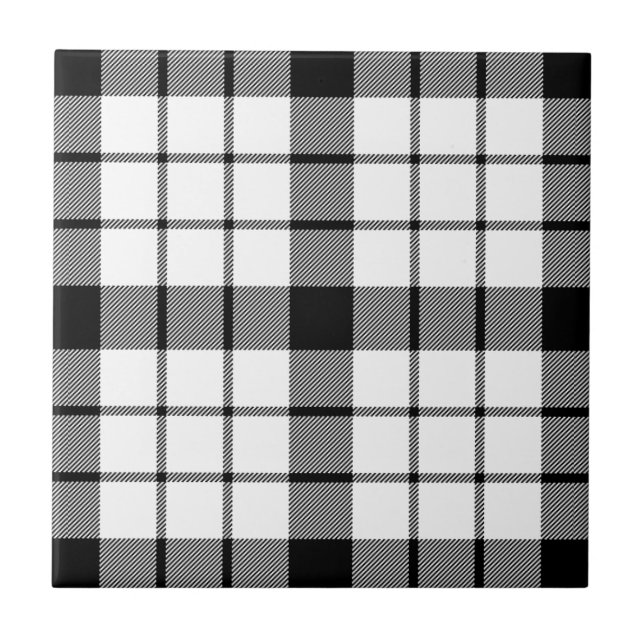 MacFarlane tartan svartvit plaid Kakelplatta (Framsidan)
