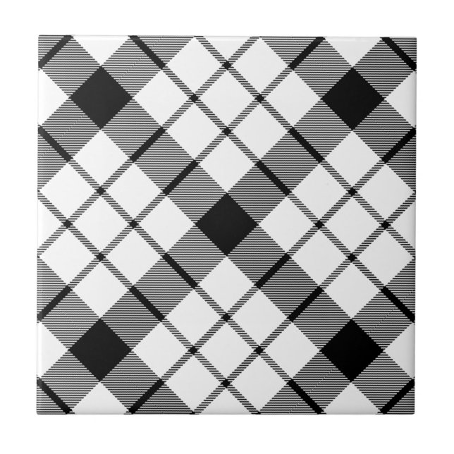 MacFarlane tartan svartvit plaid Kakelplatta (Framsidan)