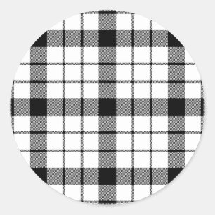 MacFarlane tartan svartvit plaid Runt Klistermärke