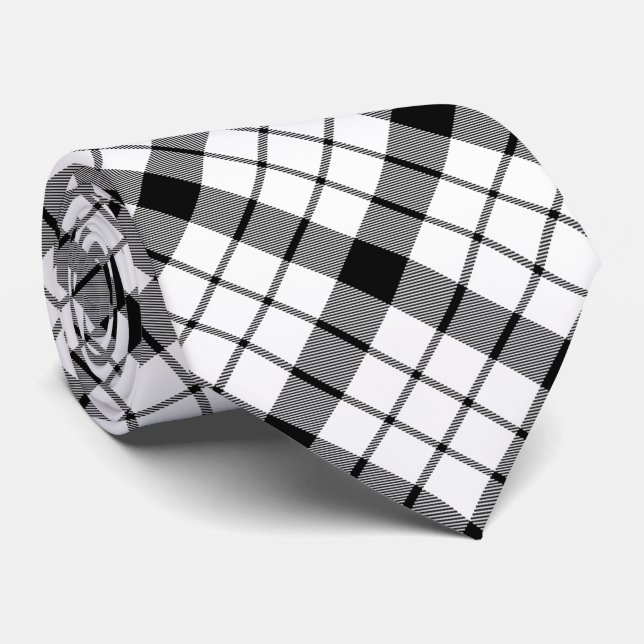 MacFarlane tartan svartvit plaid Slips (Rullad)