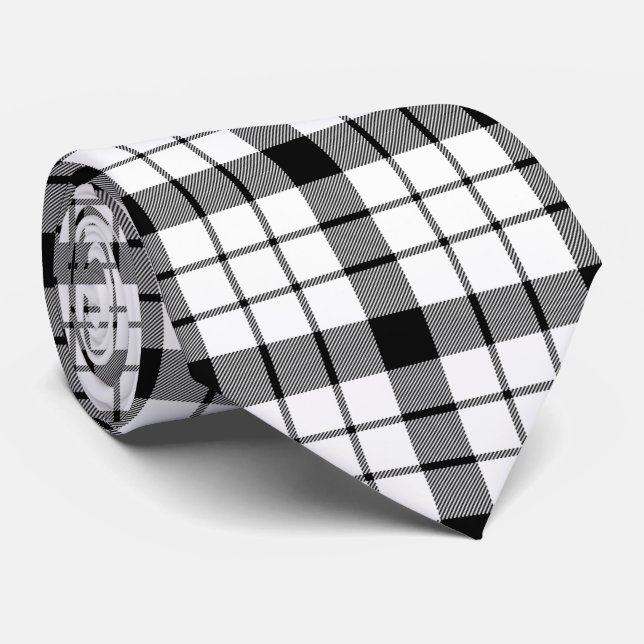 MacFarlane tartan svartvit plaid Slips (Rullad)