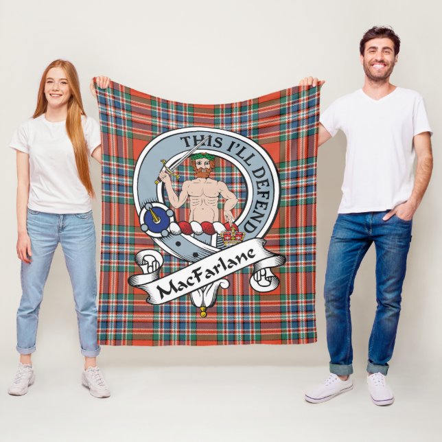 MacFarlane Uråldriga Klansköld Tartan Rutig Fleecefilt (På plats)