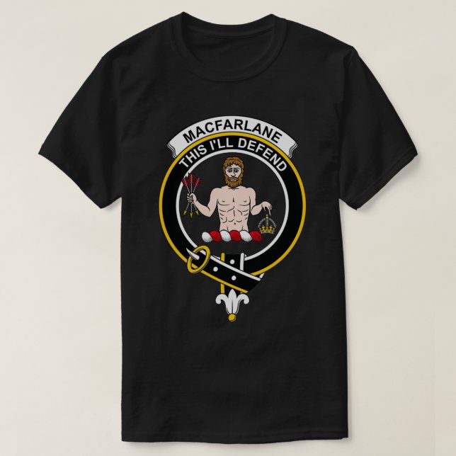 MacFarlane Vapensköld Tartan Klan Scottish Klan T Shirt (Design framsida)