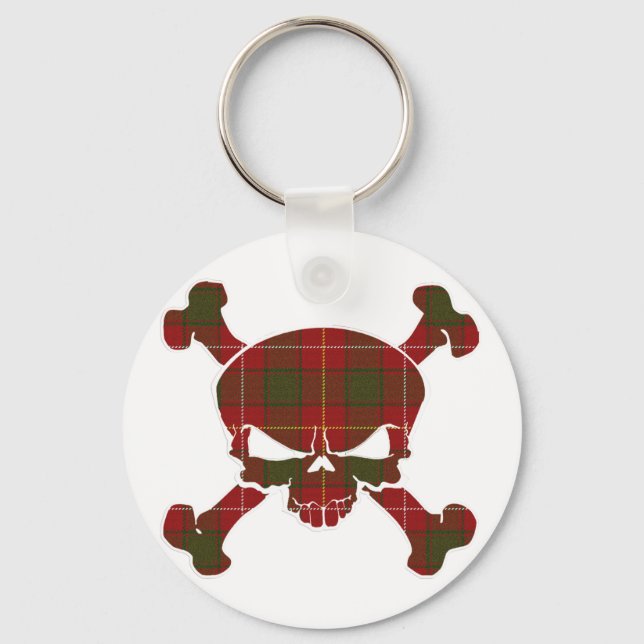 MacFie Tartan Skull, ingen banderoll Nyckelring (Framsida)