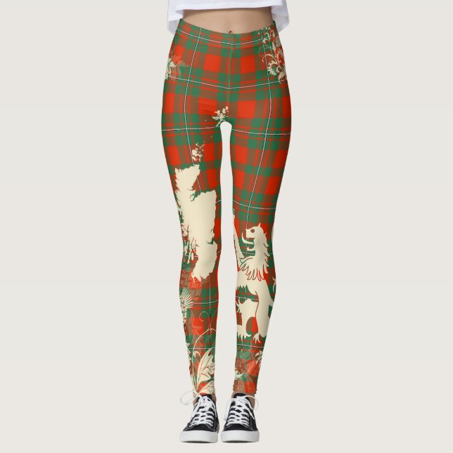 MacGregor Ancient Tartan Scotland Lion Map Art Leggings (Framsida)