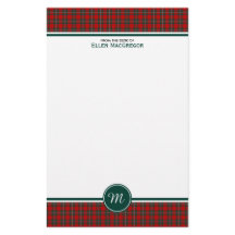 MacGregor Klan Tartan Red and Grönt Play Monogram