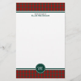 MacGregor Klan Tartan Red and Grönt Play Monogram Brevpapper