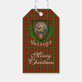 MacGregor skotska klan tartan & vapen Presentetikett