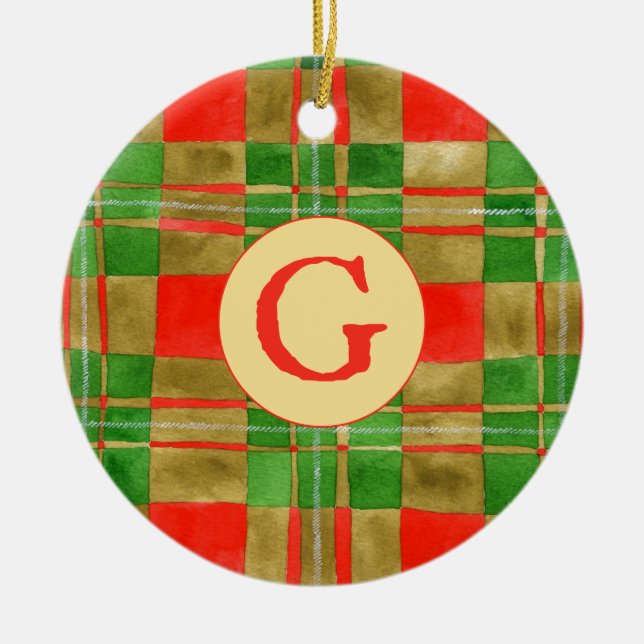 MACGREGOR TARTAN Ceramic Circle Ornament + Initial (Framsidan)