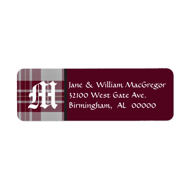 MacGregor Tartan Play Monogram Adressetiketters Returadress Etikett (Framsidan)