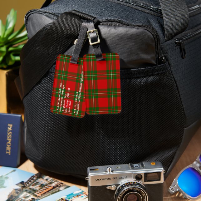 MacGregor tartan Red grönt plaid Bagagebricka (Fram & Baksida)
