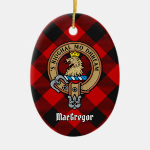 MacGregor Vapensköld över Rob Roy Tartan Julgransprydnad Keramik