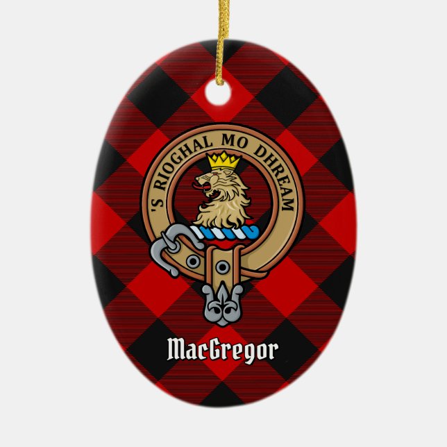 MacGregor Vapensköld över Rob Roy Tartan Julgransprydnad Keramik (Framsidan)