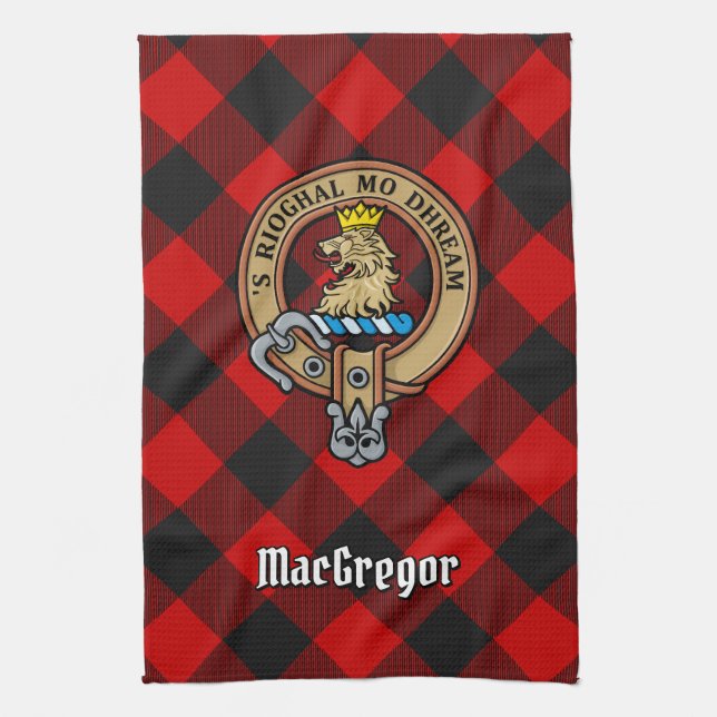 MacGregor Vapensköld över Rob Roy Tartan Kitchen T Kökshandduk (Vertikal)