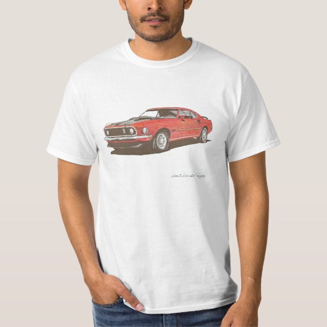 Mach 1969 som jag Mustangteckningen pricker in!!! T-shirt (Framsida)