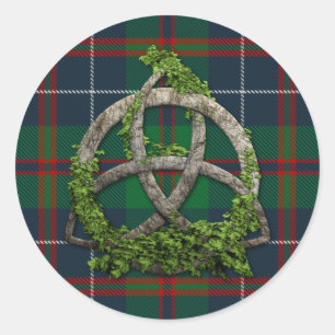 MacHardy Tartan och Celtic Trinity Knot Runt Klistermärke