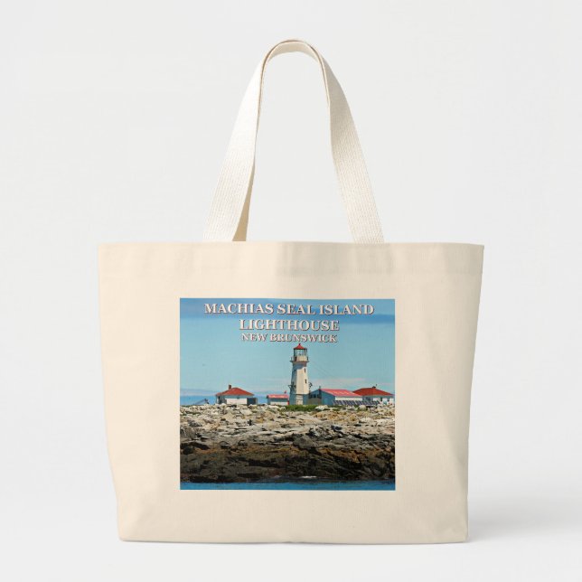 Machias Seal Island Lighthouse Jumbo Tote Bag Jumbo Tygkasse (Framsidan)