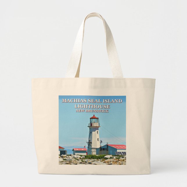 Machias Seal Island Lighthouse Jumbo Tote Bag Jumbo Tygkasse (Framsidan)
