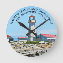 Machias Seal Island Lighthouse, NB Wall Clock Rund Klocka