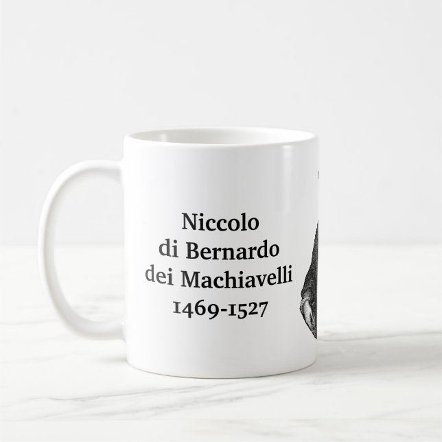 Machiavelli-citat om intellekt kaffemugg (Vänster)