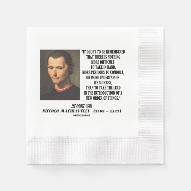 Machiavelli Led Inledning Ny Ordning För Tingen Pappersservett (Framsidan)