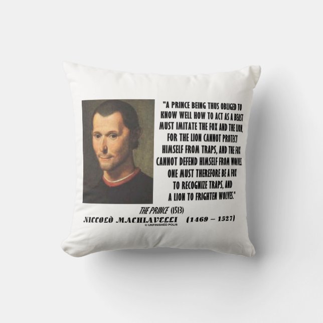 Machiavelli Prince Imitate Fox och den Lejona offe Kudde (Framsida)