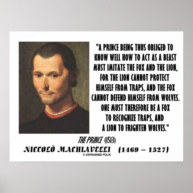 Machiavelli Prince Imitate Fox och den Lejona offe Poster (Framsidan)