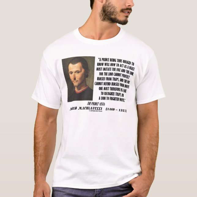 Machiavelli Prince Imitera Lura och det lejona Tee Shirt (Framsida)