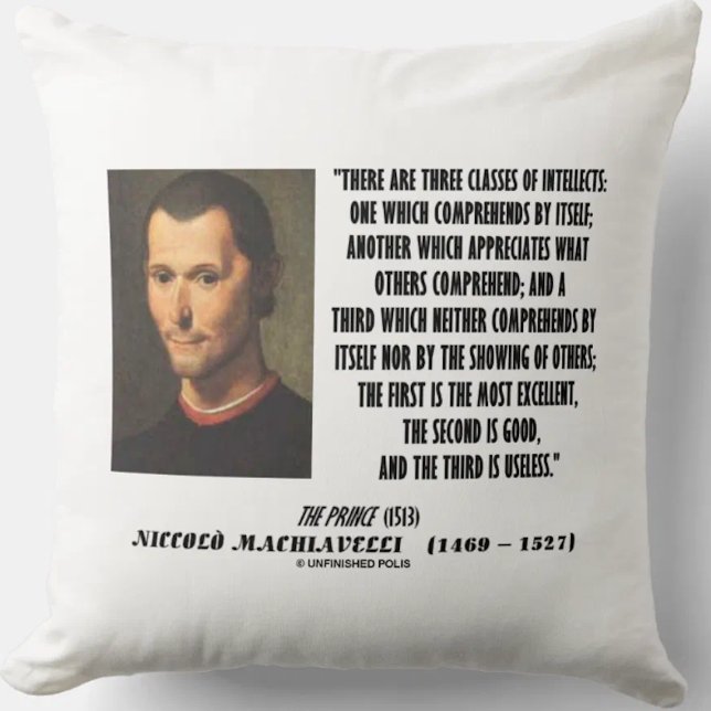 Machiavelli Tre klasser av intellektuella citat Kudde (Machiavelli's three classes of intellects quote on this throw pillow for any astute observer)