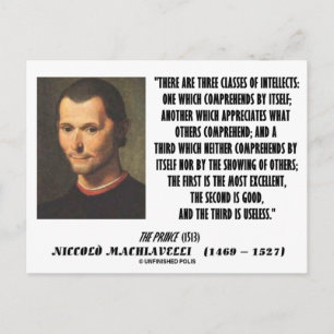 Machiavelli Tre klasser av intellektuella citat Vykort