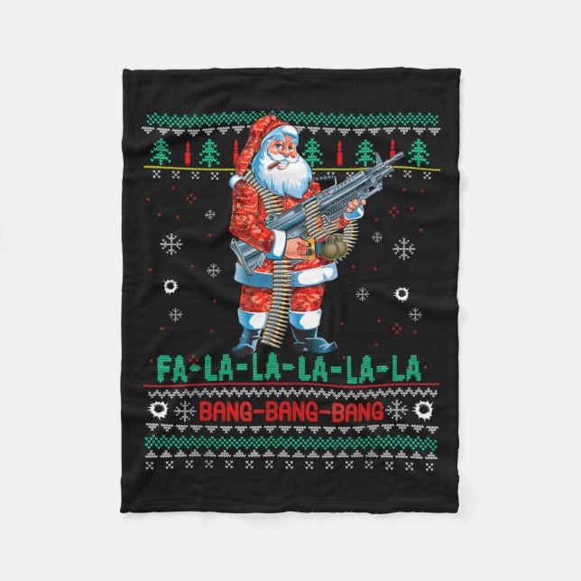 Machine Santa Claus Gun Lover Ugly Christmas Sweat Fleecefilt (Framsidan)