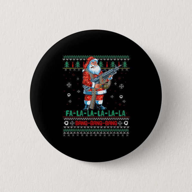 Machine Santa Claus Gun Lover Ugly Christmas Sweat Knapp (Framsida)
