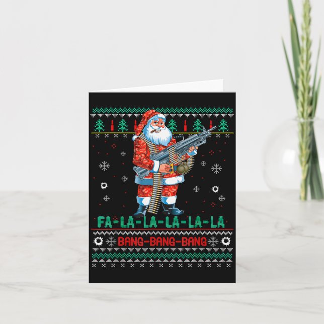 Machine Santa Claus Gun Lover Ugly Christmas Sweat Kort (Framsida)