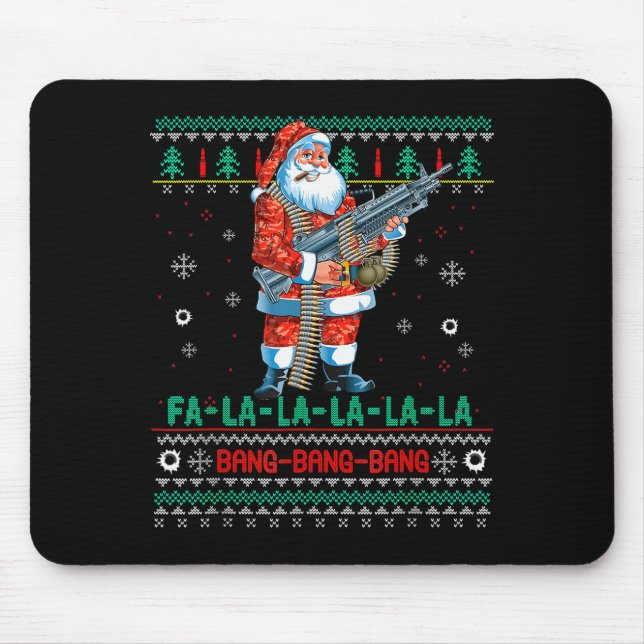 Machine Santa Claus Gun Lover Ugly Christmas Sweat Musmatta (Framsidan)