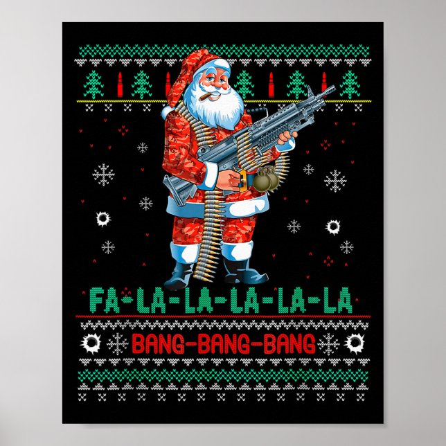 Machine Santa Claus Gun Lover Ugly Christmas Sweat Poster (Framsidan)